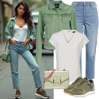 outfit mit Modra/Temno modra Boyfriend Kavbojke/Dad Kavbojka/Girlfriend Kavbojke/Moška majica/Usnjena Moška Jakna/Mom Jean/Formalna Srajca/Usnjena Jakna/Trenirka Jeans/Zožene Kavbojke g star "Stilsko pomlad"