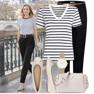 Outfit s Černá Chinos/Bengaline Kalhoty/Obleková Kalhoty/Úzká Kalhoty/Navlékací Kalhoty/Business Kalhoty B.young "Módní outfit pro volný čas"