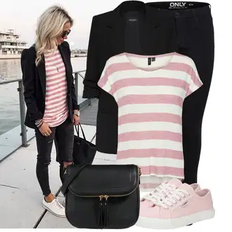 Outfit s Černá Jeggings/Skinny Kalhoty/Džínové Legíny/Tregíny Only "Praktický vzhled"