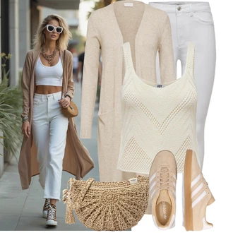 Outfit sa Siva/Bijela/Krem Skinny Hlače/Tajice s Prorezom/rupa hlača/Treggings/Traper Tajice/Jeggings/Hlače s Prorezom Only "Praktičan look"