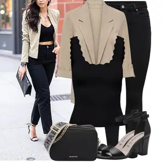 Old Money Outfit sa Crna Traperice Kožna Jakna/Bikerske Traperice/Traperice s Prorezom/Push-up Traperice/Kožne Cipele/High Waist Traperice/Termo Traperice Only "Nagyszerű szabadidős megjelenés"Look: Stil, Rap, Boja, cool, Običan, Vanjski, Disko, Old Money, Besprijekorno