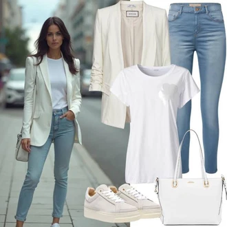 Outfit s Šedá/Bílá/Béžová Nízká Teniska/Teniska na platformě Puma "Stylový volnočasový outfit"