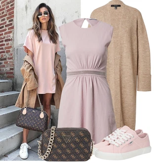 Babydoll, Stil Outfit sa Pink/Smeđa/Ljubičasta Haljina Veći Broj/Tunika About You "Moderan look za slobodno vrijeme"Look: Rap, Preodjeven, Babydoll
