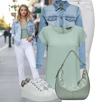 Četvrt rukavi Outfit sa Svjetloplava/Zeleno/Svjetlozelena/Tirkizna Bluza i Tunika Tunika/Bluza Veći Broj/Majica I Top Veći Broj Only "Praktičan look"