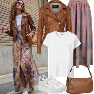 Boho Outfit sa Pink/Ljubičasta/Siva Maksi suknja/Suknja Za Svatove Vjenčanje/Kršćanska Suknja/Svečana Maksi Suknja/Duga suknja/Slojevita Suknja/Vintage maxi suknja/Suknja S Naborom Armani Exchange "Toller Look za proljeće"Look: A-kroj, Rad, Boja, Retro, Prevelik, Elegantan, Hippie, Transparentan, Layered, Boho, 20-ih godina, Preodjeven, Romantičan