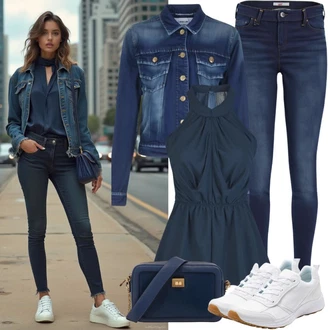 outfit mit Temno modra Kavbojke Usnjena Jakna/Kavbojke Visokega Pasu/Push up Kavbojke/Usnjene Čevlje/Termodžinsi/Zimska jakna ONLY Carmakoma "Ulični slog oblačenja"