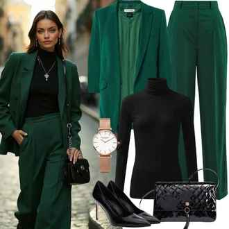 S Resicama Outfit sa Zeleno/Svjetlozelena/Svjetloplava Nekategorizirano About You "Uredski outfit"