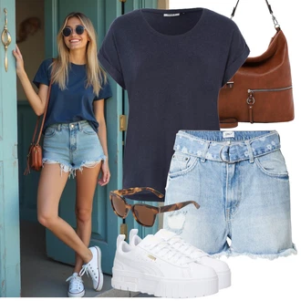 Outfit s Šedá/Bílá Bota Teniska na platformě/Nízká Teniska Puma "Hezký outfit pro volný čas"