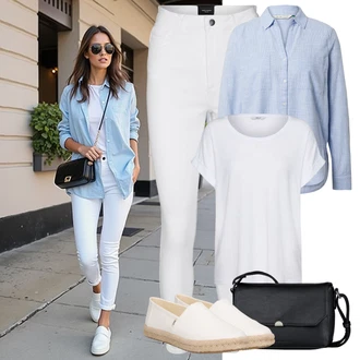 Letadlo Outfit s Bílá/Krémová/Béžová Espadrille pantofle TOMS "Lehký outfit"