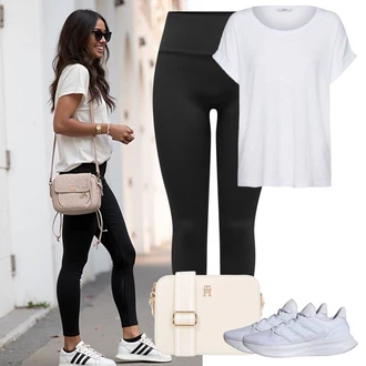 Outfity pro baculky Festival s Šedá/Bílá/Krémová Tričko/Jednoduchý top/Mužské běžecké boty/Neformální tričko/Tričko nadměrné velikosti/Košilový top/Tričko s krátkým rukávem/Krátký top Only "Outfit na léto"Look: Bar, Den na pláži, Koncert, Festival, Škola, 18. narozeniny