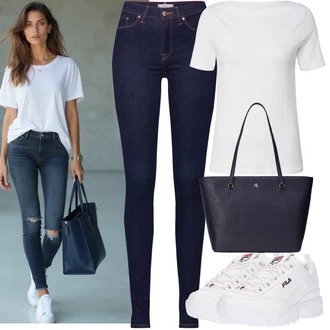 outfit mit Bela/Krem/Rdeča Superga Superge Nizka/Debele Superge/Plato-Sneaker/Skate Obutev Fila "Büro Outfit"