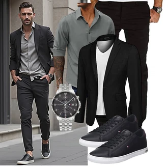 Business Outfits mit Schwarz/Khaki REPUBLIX, Schwarz Unkategorisiert Tommy Hilfiger "Business Outfit"