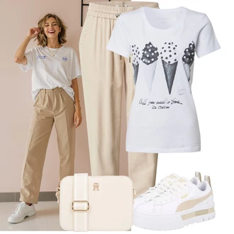 Outfit s Šedá/Bílá/Béžová Nízká Teniska/Teniska na platformě Puma "Skvělý pro volný čas"