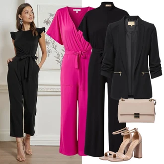 babao Formele jumpsuits voor dames met wijde pijpen, elegante overlay