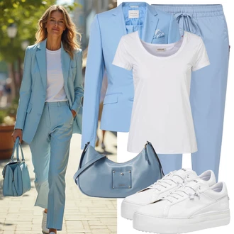 Vlna A Hedvábí Outfit s Světle modrá/Modrá Boyfriend Sako/Kožená bunda pro muže/Bavlněný Sako/Kožená Pánská Bund/Kordové Sako Polo Ralph Lauren "Elegantní outfit"