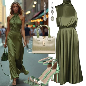 70. rojstni dan outfit mit Zelena/Svetlo zelena/Svetlo modra Maroška obleka/Dolga satenasta obleka/Kurdska obleka/Kleid mit Wasserfallausschnitt by saygı "Elegantni videz"Look: Zabava, 70. rojstni dan, 60. rojstni dan
