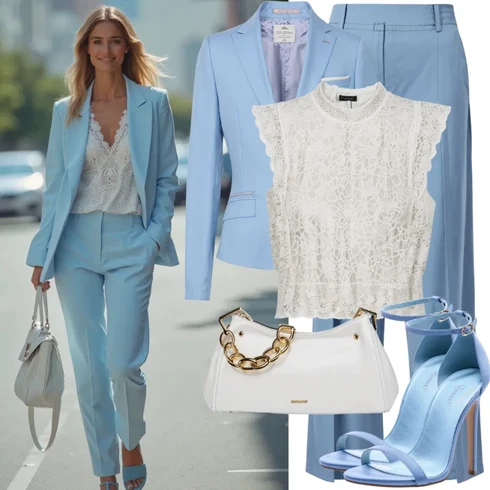 Kombinace Světle modrá/Modrá Oblek Bezrukávní Šaty about you x iconic by tatiana kucharova