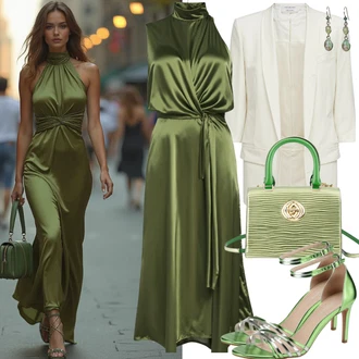 Outfit s Zelená/Neonové barvy/Tyrkysový Sandál Na Podpatku/Bota Na Podpatku/Šněrovací Lodička/Sandál s podpatkem/Šněrovací bota Nasty Gal "Elegantní vzhled"