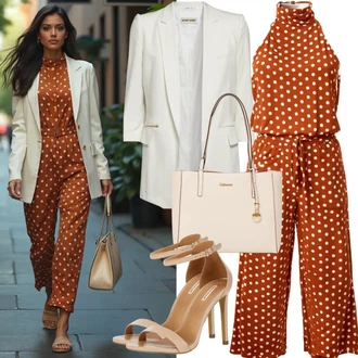 Kůže Outfit s Béžová/Hnědá/Bílá Lodička s vysokým nártem/Lodička s T-páskem/Lodička S Páskem/Lodička Slingback/Boty Mary Jane/Bota Na Podpatku/Lodička na Vysokém Podpatku/Lodička S Páskem bershka "Elegantní vzhled"