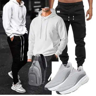 Wandern Outfit mit VMSUCIJ, Kapuzenpullover JMIERR, Sosenfer, Grau G4Free "Freizeit Outfit"Look: Angeln, Wandern, Laufen, Arbeits, Freizeit, Joggen, Trekking, Fitness, Training, Rad­fahren