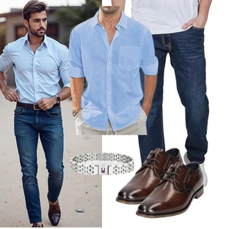 Elegant, Sportlich Sommer Outfit mit J.VER "Freizeit Outfit"Look: Boyfriend, Casual, Sportlich, Streetwear, Schlichte, Uni, Techno, Outdoor, Büro, Zuhause, Stil, Business