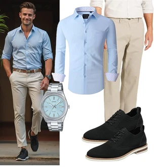Bank Outfit mit Unkategorisiert Bruno Marc "Freizeit Outfit"Look: Bar, Bank, Wasen