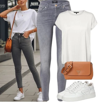Outfit sa Siva/SvjetloSiva Traper Tajice/Skinny Hlače/Jeggings VERO MODA "Jarní outfit"