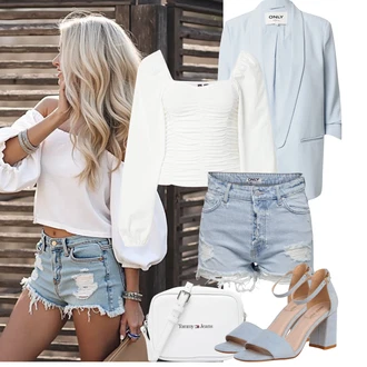 Kombinacije za ljeto Prekrasan sa Bijela/Krem/Siva Pojasna torbica/Torbica za telefon/Torba preko ramena/Mala Torbica/Torbica/Torba za rame/Torba za pisma/Torba za nošenje "Jarní outfit"Look: Transparentan, Šik, klasický, Običan, sviatočné, Prekrasan
