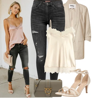S Resicama Outfit sa Bež/Kaki/Smeđa/Bijela Nekategorizirano Only "Jarní outfit"