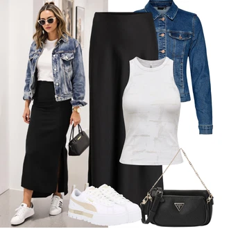 Outfit sa Siva/Bež/Bijela Niska Tenisica/Tenisica s platformom Puma "Jarní outfit"