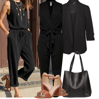S Resicama Outfit sa Crna/Tamnosiva Nekategorizirano VERO MODA "Jarní outfit"