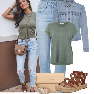 Outfit s Světle modrá/Modrá Rovná Džína/Vintage džíny/Mom Jean/Zkrácené Džíny/Boyfriend Džínové kalhoty/Dad Džíny/Džíny s Rozparkem/Girlfriend Džíny levi's ® "Jarní outfit"