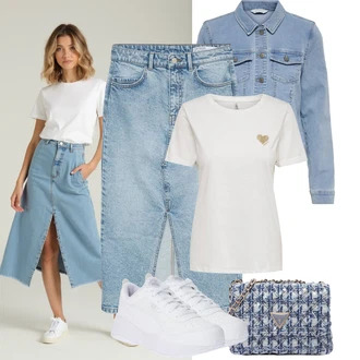 Outfit s Světle modrá/Modrá Krátké Džínové Bundičky/Džínové Bund Only "Jarní outfit"