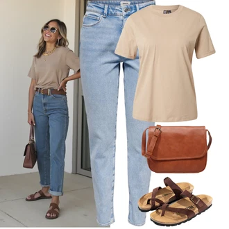 Široki kroj Outfit sa Smeđa/Tamnosmeđa/Crvena Vintage sandala/Dianette Sandala/Sandala Udobna/Rimska sandala/Ljetna Cipela/Sandala na čičak bayton "Jarní outfit"