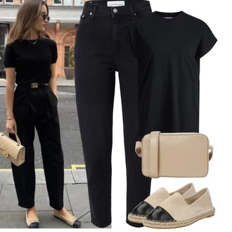 Outfit s Černá/Tmavě modrá/Modrá Mom Jean/Dámské Džíny s Délkou 7/8/Zimní bunda/High Waist Džínové Kalhoty/Termální Džíny/Kožená bunda/Zkrácené Džíny/Džíny Regular Fit/Kožené Boty/Zužující se Džíny/Slim Fit Džíny Calvin Klein "Jarní outfit"