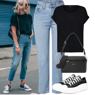 Outfit s Světle modrá/Modrá Dámské Džíny s Délkou 7/8/Boyfriend Džínové kalhoty/Capri Džíny/Zkrácené Džíny/Dad Džíny/Girlfriend Džíny/Mom Jean/Navlékací džíny/Vintage džíny levi's ® "Jarní outfit"