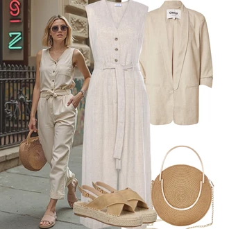 S Resicama Outfit sa Bež/Kaki/Smeđa/Bijela Nekategorizirano Only "Jarní outfit"