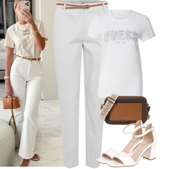 Outfit sa Siva/Kaki/Bijela Hlača Velika Veličina B.young "Jarní outfit"