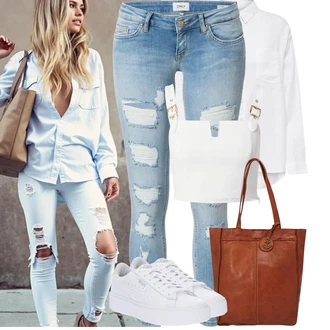 Outfit s Bílá Nízká Teniska/Teniska s dírkovaným vzorem/Úzká Teniska/Teniska na platformě Puma "Jarní outfit"