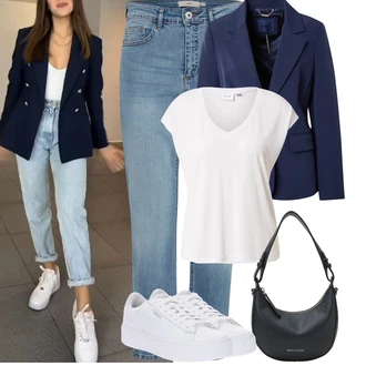 Outfit s Bílá Nízká Teniska/Teniska s dírkovaným vzorem/Úzká Teniska/Teniska na platformě Puma "Jarní outfit"