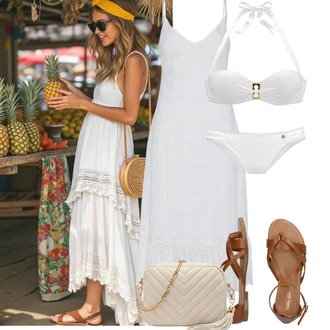 Letadlo Outfit s Hnědá/Béžová Sandál S T Páskem/Vintage sandál/Páskový Sandál/Gladiátorská sandála/Římská sandála/Letní Bota About You "Jarní outfit"
