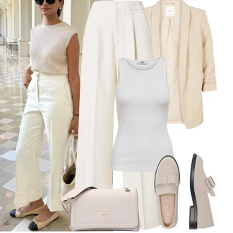 Maxi Outfit s Krémová/Bílá/Khaki/Béžová Nezařazené Copenhagen Muse "Jarní outfit"