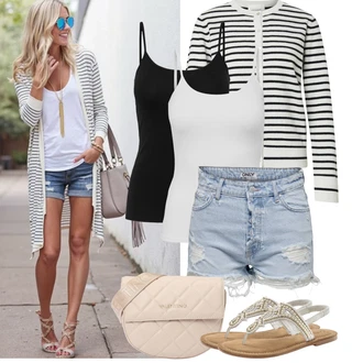 Outfity z džínu s Světle modrá/Bílá Džíny s Dírou/Vintage džíny/Kožené bundy/Džíny s Rozparkem/Navlékací džíny/Džíny Culottes Only "Jarní outfit"