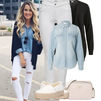 Outfit sa Bež/Bijela/Krem Espadrila s Platformom/Espadrila mula TOMS "Jarní outfit"