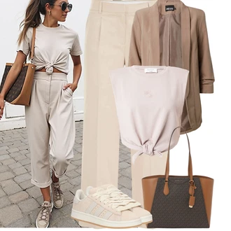 Maxi Outfit s Khaki/Béžová WE Fashion "Jarní outfit"
