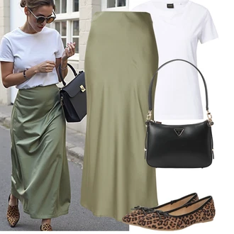 Outfit s Khaki/Tmavě zelená Vázací Sukně/Křesťanská Sukně/Dlouhá Sukně/Midi Sukně/Vintage sukně maxi/Zavinovací Sukně/Maxi sukně/Moderní Sukně/Italská Sukně/Sukně do Délky Lýtka/Sukně Pro Matriku Vila "Jarní outfit"