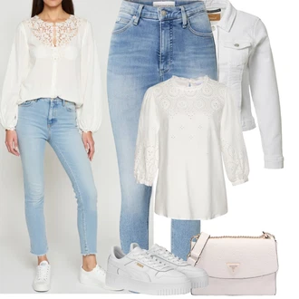 Outfity z 90. let Techno Rave s Bílá/Béžová Teniska na platformě Puma "Jarní outfit"Look: Estetika, Cool, Extravagantní, Hip Hop, Skater, Techno, Bar, Pohřeb, Koncert, Rave, Škola
