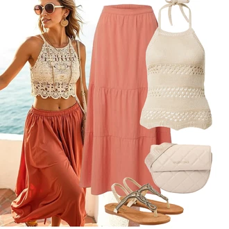 Outfit sa Bež/Bijela/Kaki Žensko donje rublje i kupaći kostimi/Pletivo Veći Broj Urban Classics "Jarní outfit"