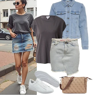 Comfort Outfit s Šedá/Krémová/Bílá Úzká Teniska/Kožené Tenisky/Nízká Teniska Puma "Jarní outfit"