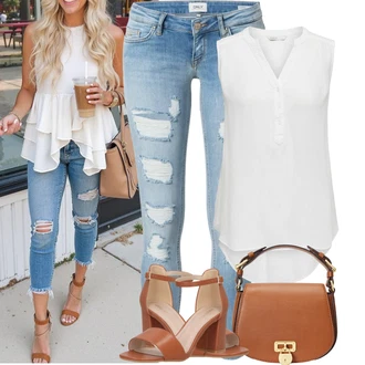 Koncer Outfit sa Svjetloplava/Plava Kožna Jakna/Kožne jakne/Traperica Niskog Struka/Čizma do Gležnja/Traperice s Rupom/Push-up Traperice/Traperice s Prorezom Only, Smeđa Nekategorizirano Polo Ralph Lauren, Narandžasta/Smeđa Sandala na Petu/Sandalice s blok petom/Sandala s petom About You "Jarní outfit"Look: 18. rođendan, Škola, dan na plaži, Koncer, Malle, Majčin dan, Fašnik, Festival, Potvrda, 30. rođendan